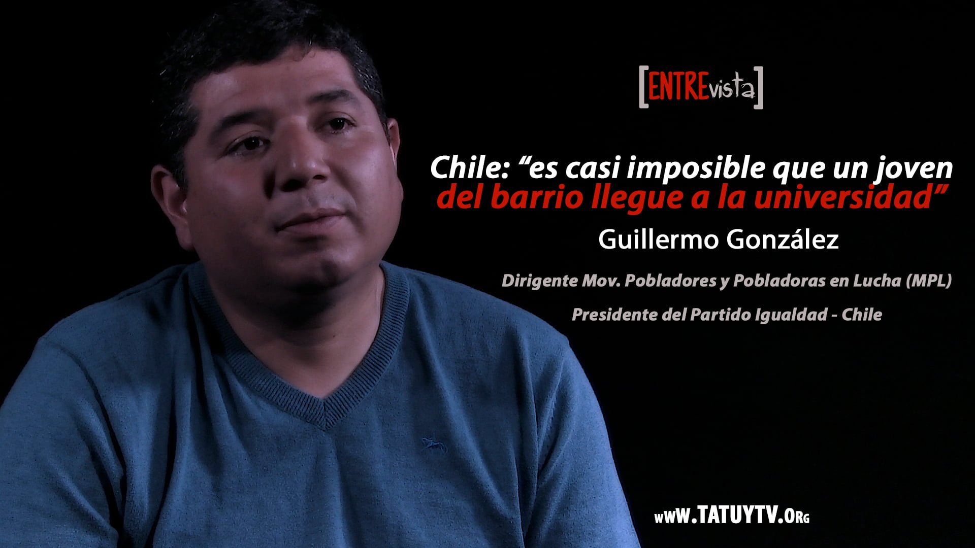 [ENTREVISTA] Chile: "es casi imposible que un joven del barrio llegue a la universidad"